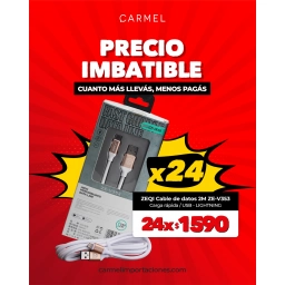 IMBATIBLES X24 - ZEQI CABLE DE DATOS (USB - LIGHTNING) 2M MODEL: ZE-V353