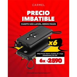 IMBATIBLES X6 - ZEQI POWER BANK CON CABLES DE CARGA (10000MAH)     MODEL: ZE-X33