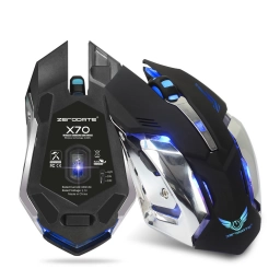 MOUSE INALAMBRICO ZERODATE X70: 6D, CON LUCES LED, INALAMBRICO O CABLEADO