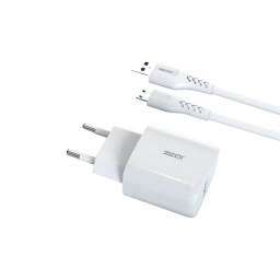 ZEQI CARGADOR DE PARED 2.4A (USB-A + CABLE MICRO USB)     MODEL: ZE-K002