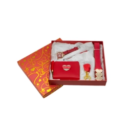 SET DE REGALO MUJER 5P RELOJ MONEDERO LAPICERA LLAVERO CINTO