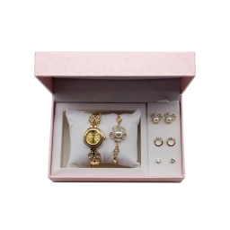 SET DE REGALO MUJER 5P RELOJ PULSERA 3 PARES DE CARAVANAS